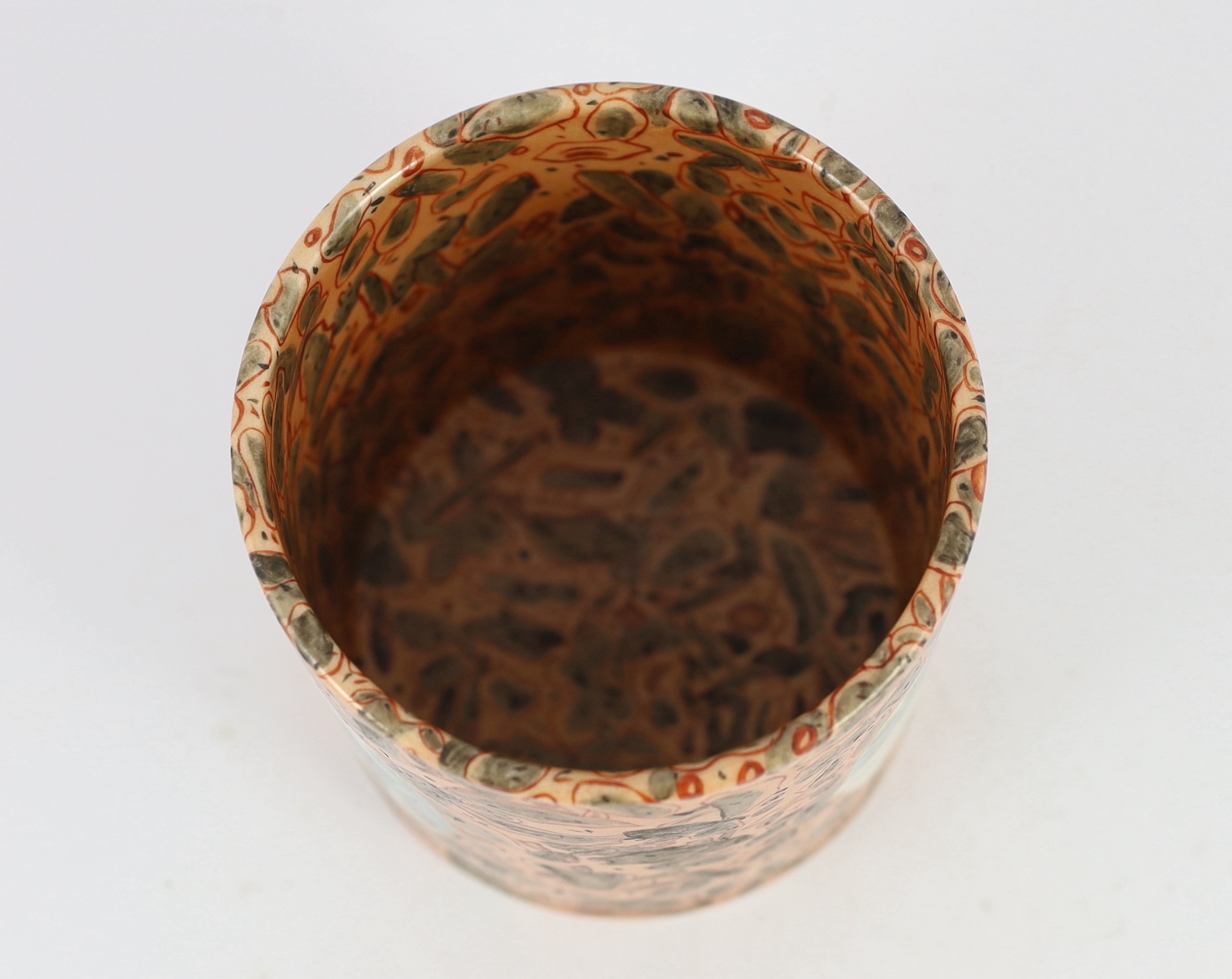 A Chinese faux bois brushpot, Qianlong mark, 20th century, 12.2 cm high